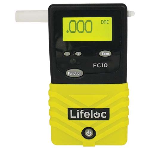 Lifeloc FC10 breathalyser showing a zero reading