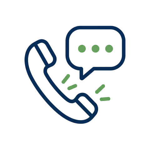 Phone handset with a speech bubble